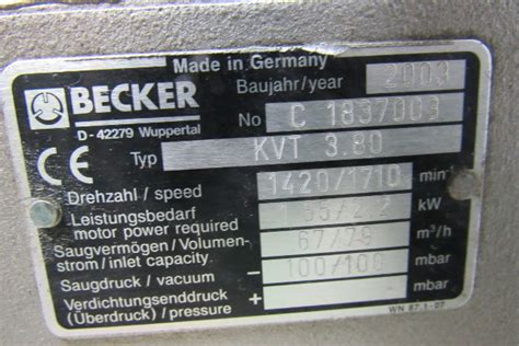 Becker Kvt Oil Free Rotary Vane Pump Vacuum Tested V