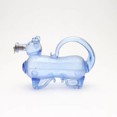 BRÄNNVINSFLASKA KARAFF glas s k fyllehund 1900 tal Glas