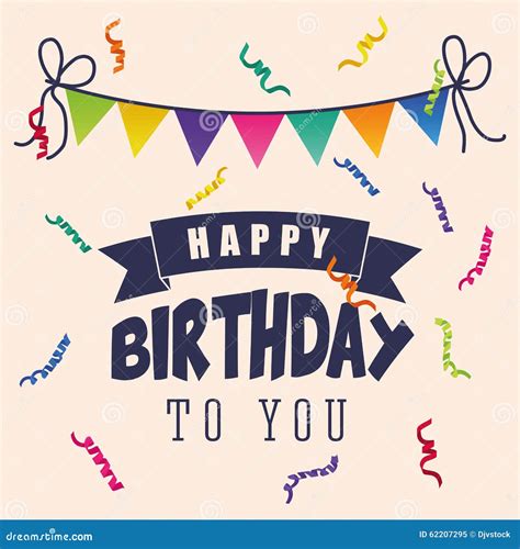 Happy Birthday Colorful Card Stock Vector Illustration Of Adorable Present 62207295