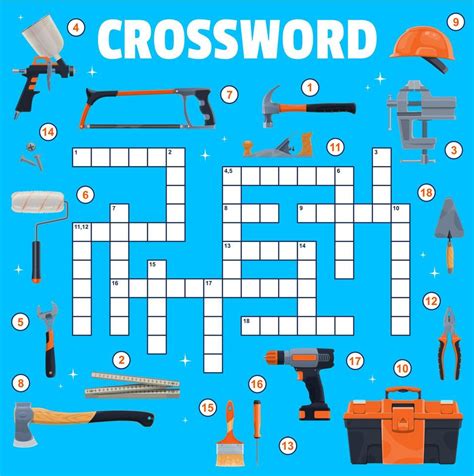 Construction Industry And Diy Tools Crossword Grid Vector Art