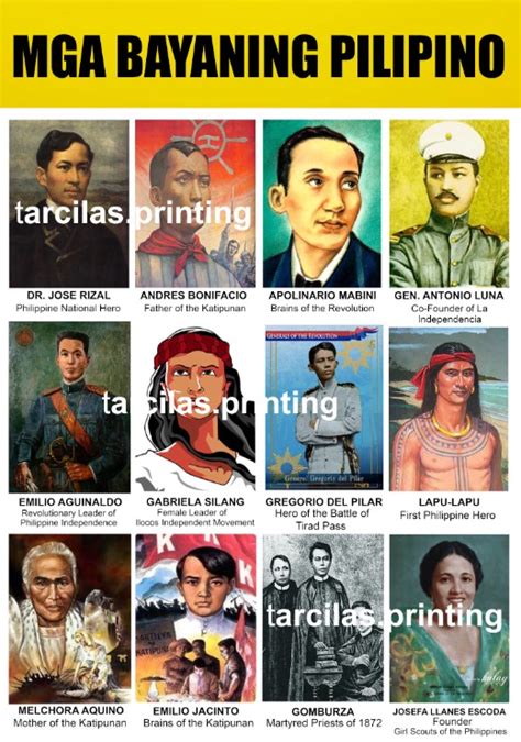 Mga Bayaning Pilipino Chart A4 Laminated High Print Quality | Lazada PH