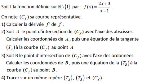 Dérivabilité Exercice 27 3eme année secondaire