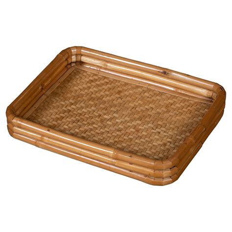 Mid Century Modern Woven Bamboo And Rattan Serving Tray At Stdibs