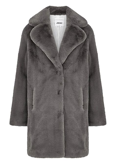 Jakke Heather Faux Fur Coat Grey