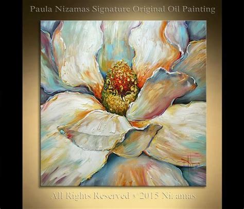 Large 36 X 36 Acrylic And Oil Large Magnolia Painting On Canvas Palette