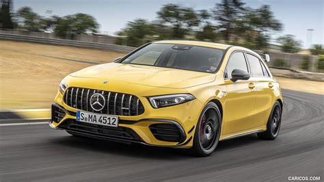 2020 Mercedes Amg A 45 S 4matic Color Sun Yellow Front Three Quarter Caricos