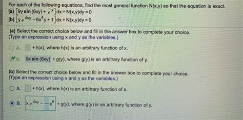 Solved For Each Of The Following Equations Find The Most