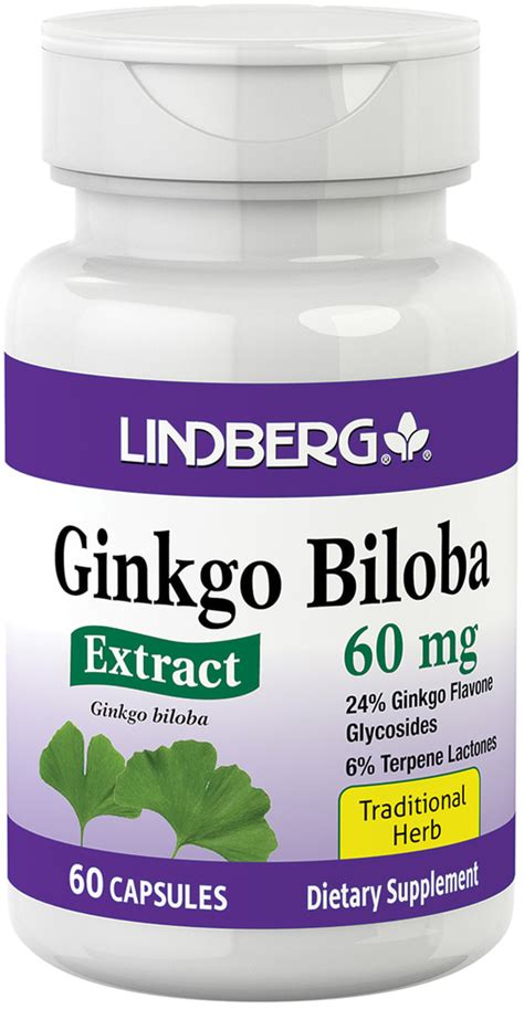 Ginkgo Biloba Standardized Extract 60 Mg 60 Capsules Pipingrock Health Products