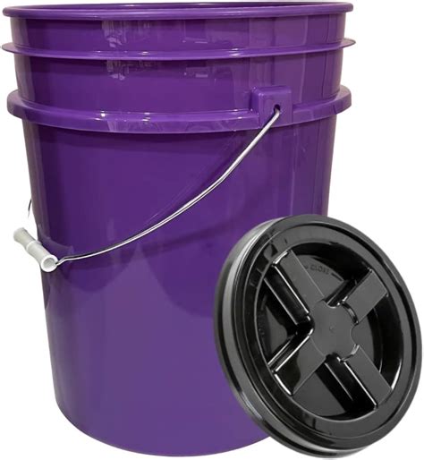 Gallon Purple Food Grade Plastic Bucket With Screw On Air Tight Lid