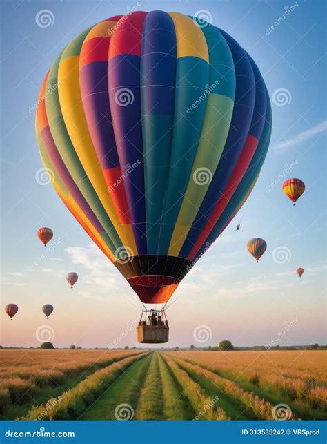 Serene Balloon Flight At Dawn Stock Photo Image Of Beauty Green