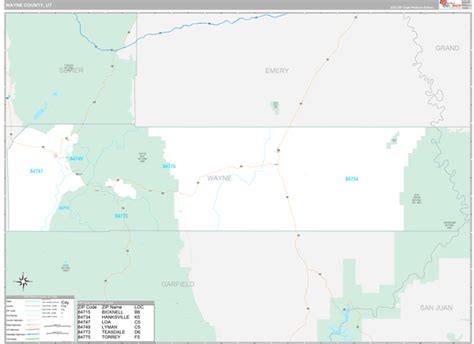 Wayne County, UT Wall Map Premium Style by MarketMAPS - MapSales