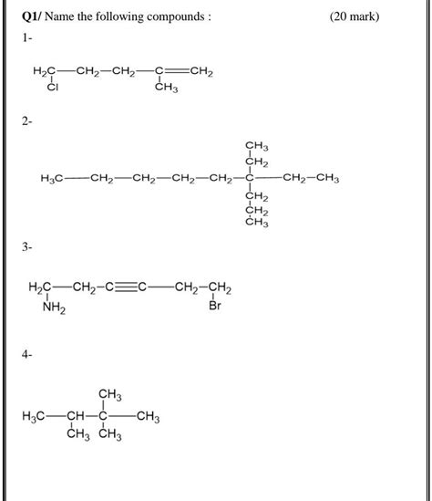 SOLVED Q1 Name The Following Compounds 20 Marks 1 H2C Cl CH CH2