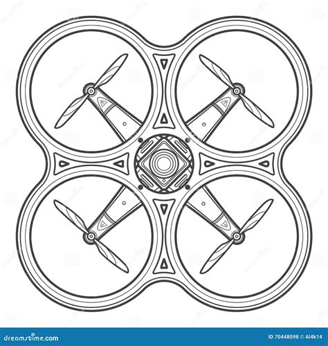 Vector Outline Quadcopter Drone Illustration Stock Vector