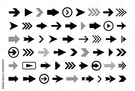 Arrows Big Set Of Black Flat Icons Symbols Signs Arrow Icon Vector