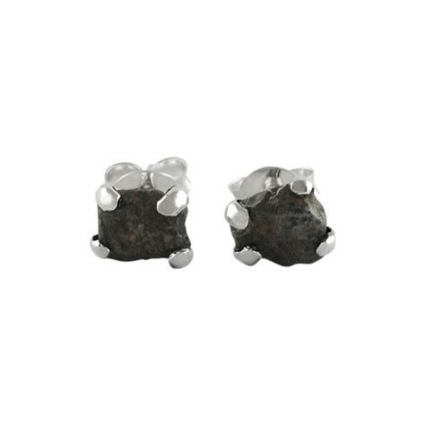 Meteorite Nugget Post Earrings Sterling Silver Starborn Creations