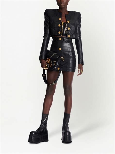 Balmain Leather Cropped Jacket Farfetch