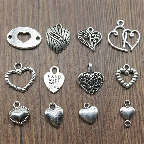 St Cke Herzen Charme Antike Silber Farbe Kleine Herz Charms Schmuck