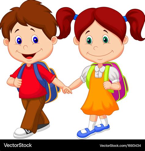 Happy children cartoon come with backpacks Vector Image