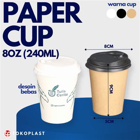 Jual CUSTOM SABLON PAPER CUP GELAS KERTAS HOT CUP MINUMAN PANAS 8 OZ