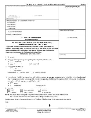 Fillable Online Courtinfo Ca Wg006 Filing Fee In California Form Fax