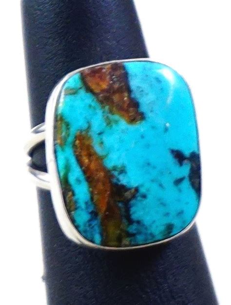 Item 915Z Women S Navajo Morenci Turquoise Foliage Sterling Silver