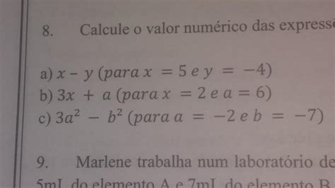 Calcule O Valor Num Rico Das Express Es Brainly Br