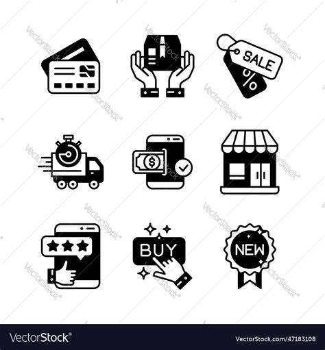 Ecommerce And Shopping Icons Set In Glyph Style Vector Image