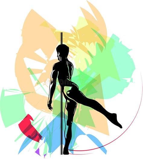 Silhouette Of Man And Pole Pole Dance Illustration For Fitness Striptease Dancers Exotic