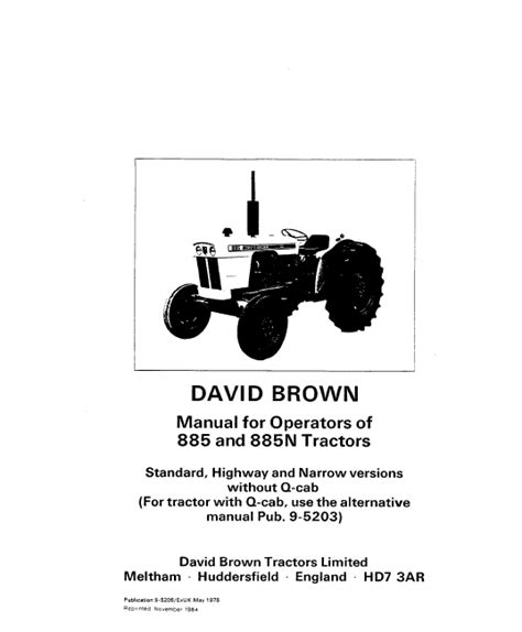 Case David Brown 885 885n Tractors Pdf Set Of Manuals