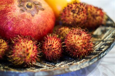 Premium Photo Close Up Of Fruits In Plate