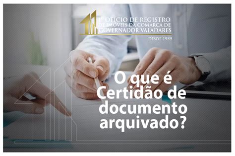 O que é certidão de documento arquivado 1 Ofício de Registro de