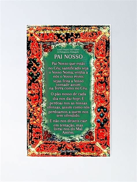 Portuguese Lord S Prayer Pai Nosso Our Father Poster For Sale