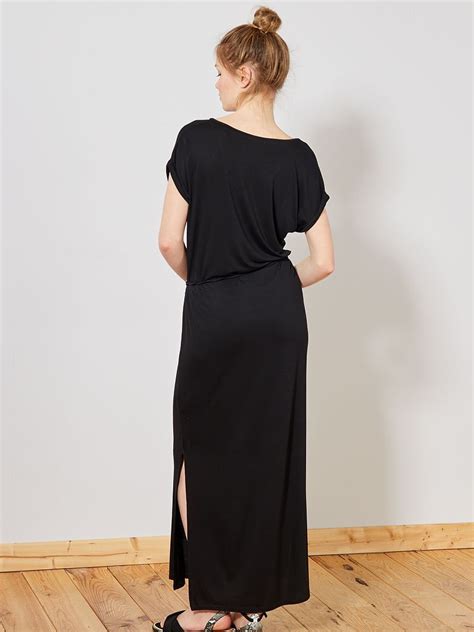 Robe Longue Fendue Noir Kiabi