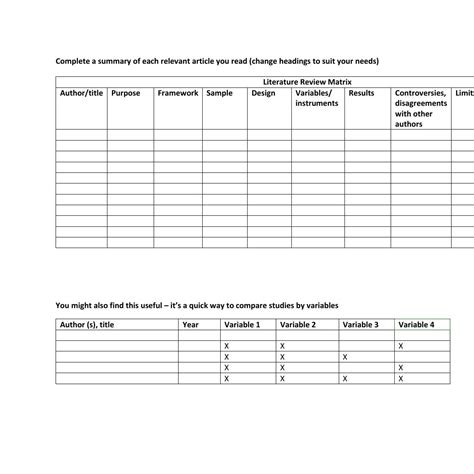 Literature Review Matrix Format