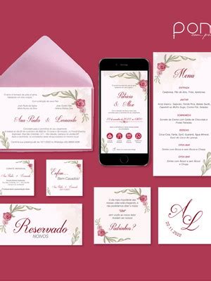 Identidade Visual Casamento Arte Digital Fucsia Magenta Compre