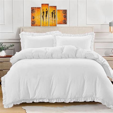 Beddecor Egyptian Cotton Ruffle Trim Fringe Duvet Cover Set