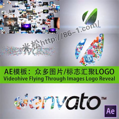 Ae模板 众多飞舞图片标志汇聚 公司片头演绎 Flying Through Images Logo Reveal Cg资源网