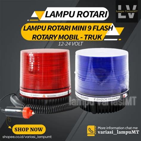 Jual Lampu Rotari Rotator Rotary LED Mini 9 Flash Mobil Truk Ambulan 12