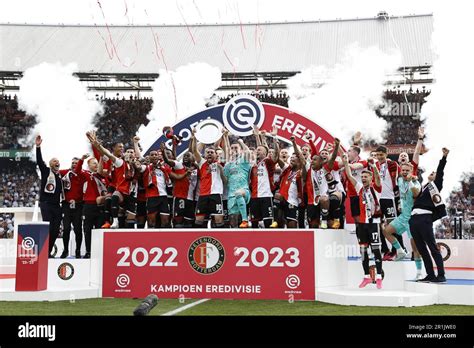 ROTTERDAM LR Feyenoord Goalkeeper Justin Bijlow Marcus Pedersen Of