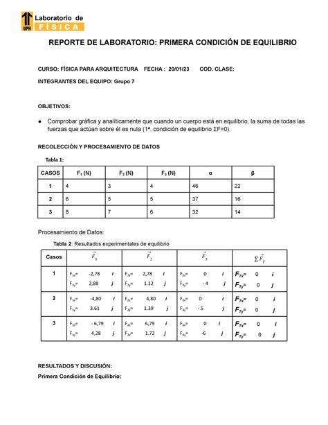 S5 Virtual Reporte Primera Condicion DE Equilibrio REPORTE DE