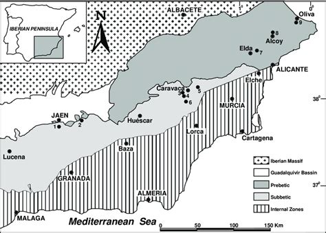 Simplified Geological Map Of The Betic Cordillera And Location Of The