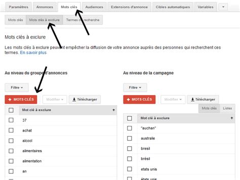 Mots clés à exclure Adwords et mots clés négatifs