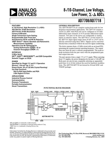 Ad7708 Analog Devices Adcs Hoja De Datos Ficha Técnica Distribuidor