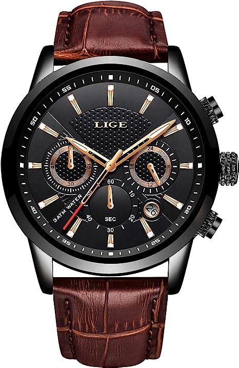 Lige Orologio Uomo Mode Elegant Acciaio Inossidabile Pelle Impermeabile