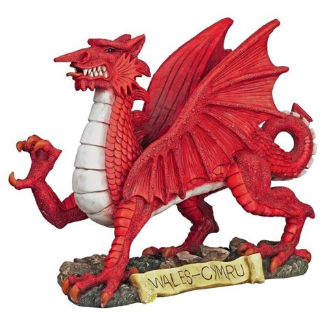 Red Welsh Dragon Statue - FAM-NE100043 - Design Toscano