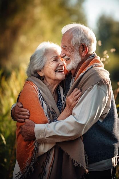 Premium Ai Image Senior Couple Hug And Love Outdoor In Nature While