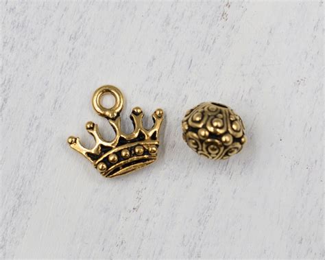 Gold Crown Charm Tierracast Charm Gold Tierracast Bead Etsy