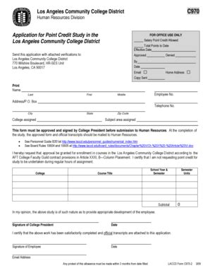 Fillable Online Laccd Application For Point Credit Study In The Los