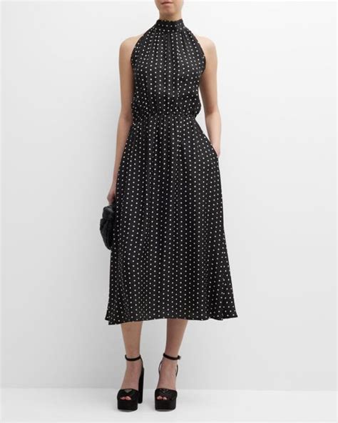 Crida Milano Taormina Polka Dot Halter Midi Dress In Black Lyst