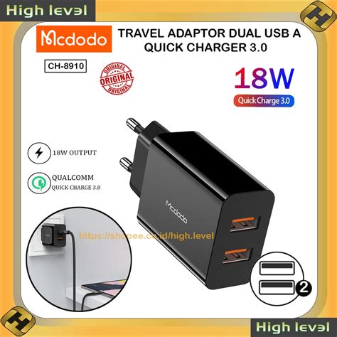 Jual MCDODO CH 8910 Adaptor Batok Kepala Charger FAST Charging 18W Dual